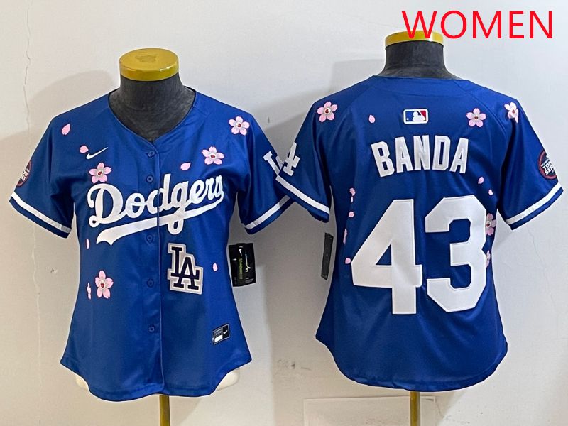 Women Los Angeles Dodgers #43 Banda Blue White Blue Sakura Edition 2025 Nike MLB Jersey style 9->women mlb jersey->Women Jersey